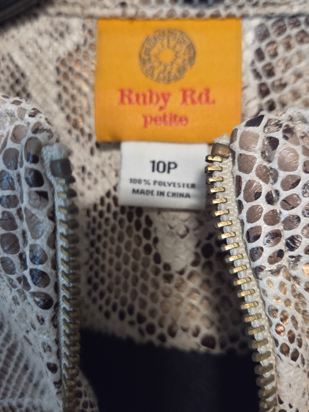 Ruby Rd. Neutral Snake-Print Zip Jacket - Picture 2 of 4